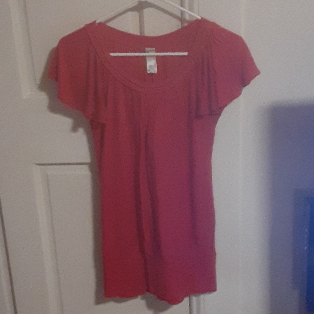 Pink, soft, stretchy shirt.